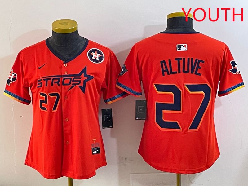 Youth Houston Astros #27 Altuve Orange Fourth generation Joint Name Nike 2025 MLB Jersey style 5